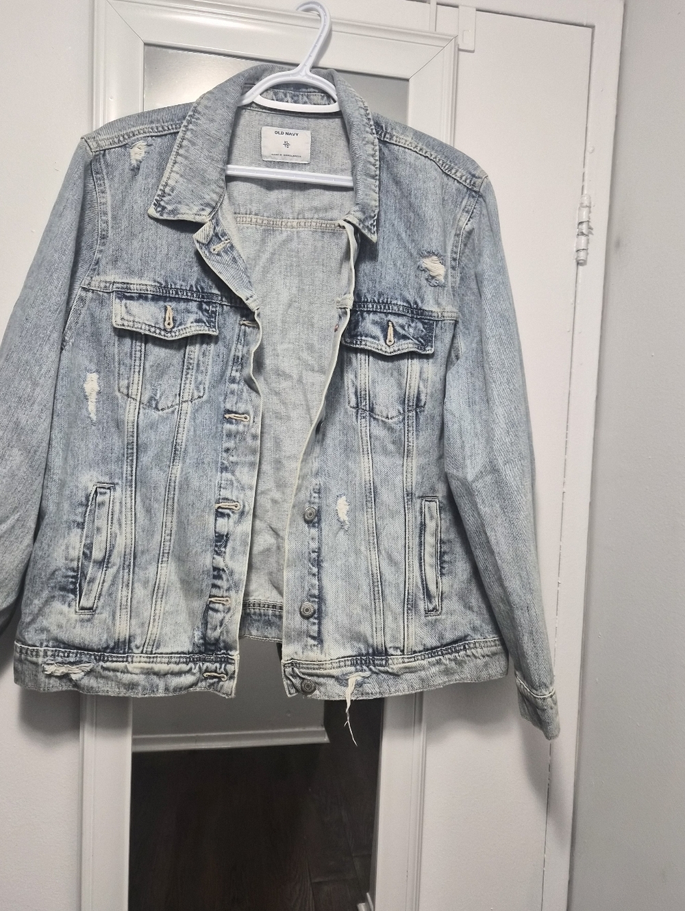 Old Navy Light Wash Blue Distressed Denim Jacket
